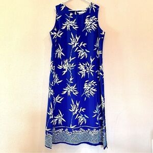 NEW GEAR Plus Vintage Tropical Maxi Dress by Bamboo Navy Blue Side Slit size 2X